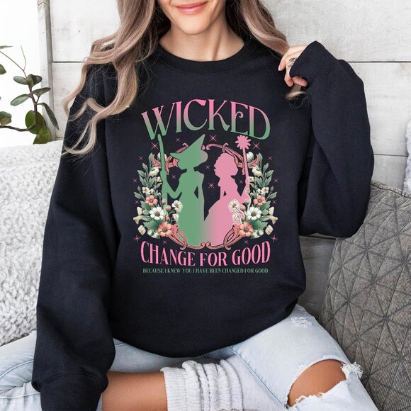 Wicked Change For Good Sweatshirt, Defy Gravity Broomstick Magic Wand Shirt, - Picture 1 of 2